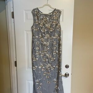 Adrianna Papell Metallic Floral Maxi Dress